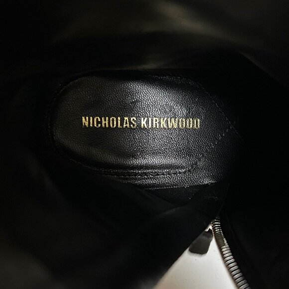 Nicholas Kirkwood Round Toe Crystal-Embellished Ankle Boots Designer - Picture 5 of 6